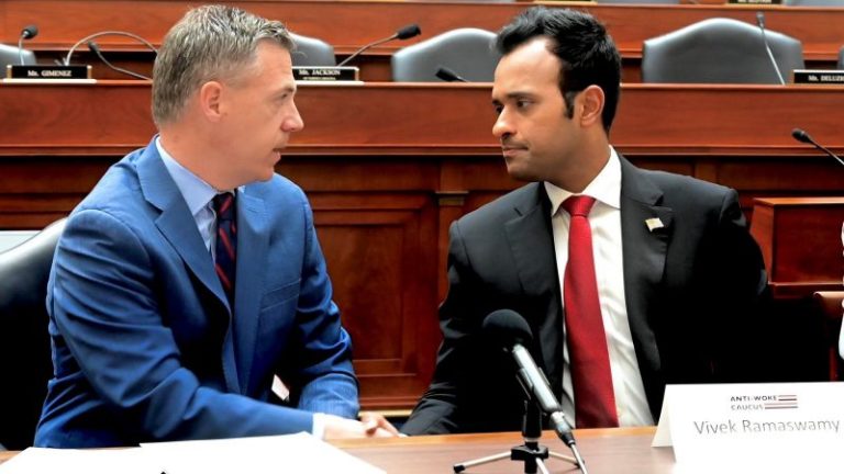 Vivek Ramaswamy promotes anti-wokeness on Capitol Hill — but leaves with no endorsements