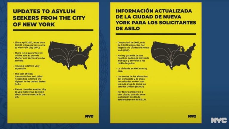 NYC issues posters telling migrants to ‘consider another city,’ warns of sky-high prices