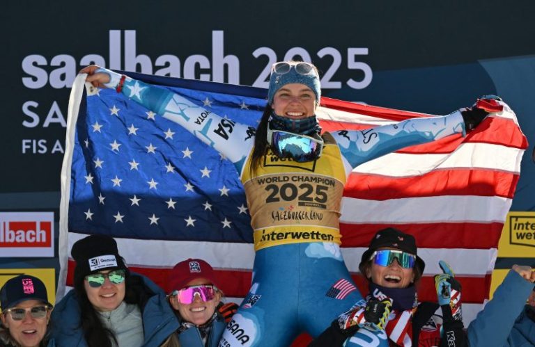 Breezy Johnson wins women’s world downhill gold