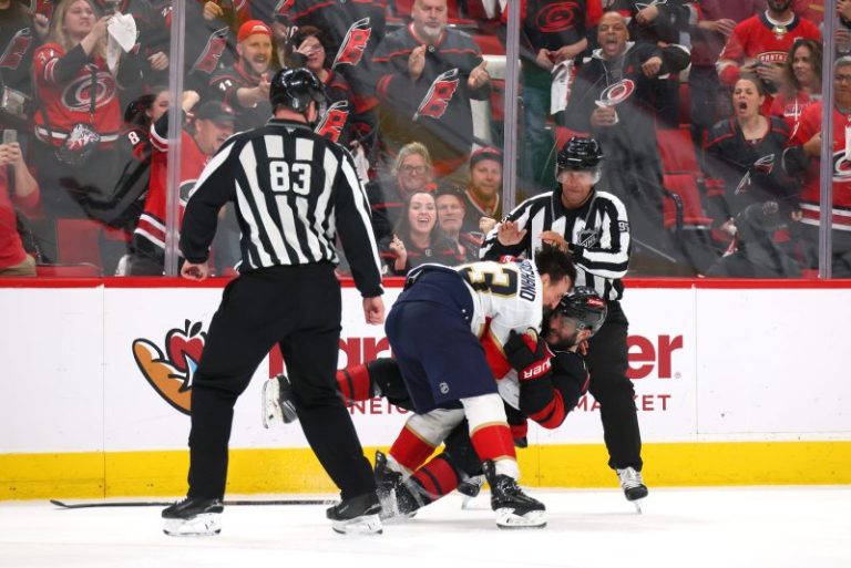 Brad Marchand tossed from Panthers-Hurricanes Game 1