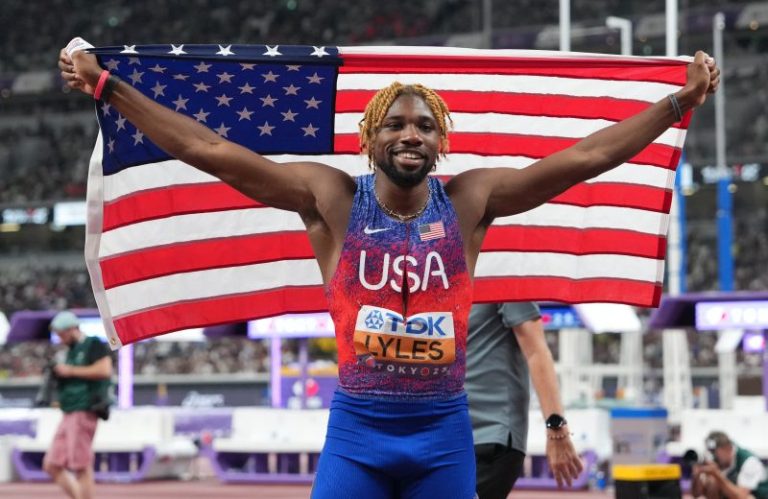 Noah Lyles, Melissa Jefferson-Wooden take gold in 200 at worlds