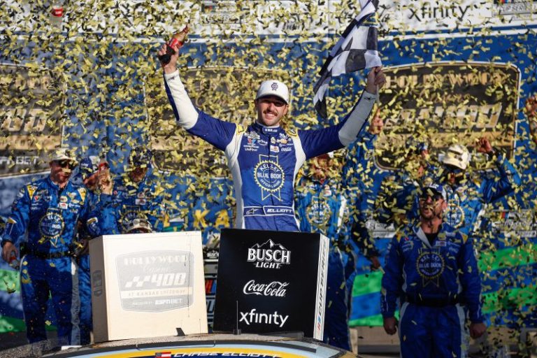 Chase Elliott wins wild NASCAR playoff race at Kansas in 2OT finish